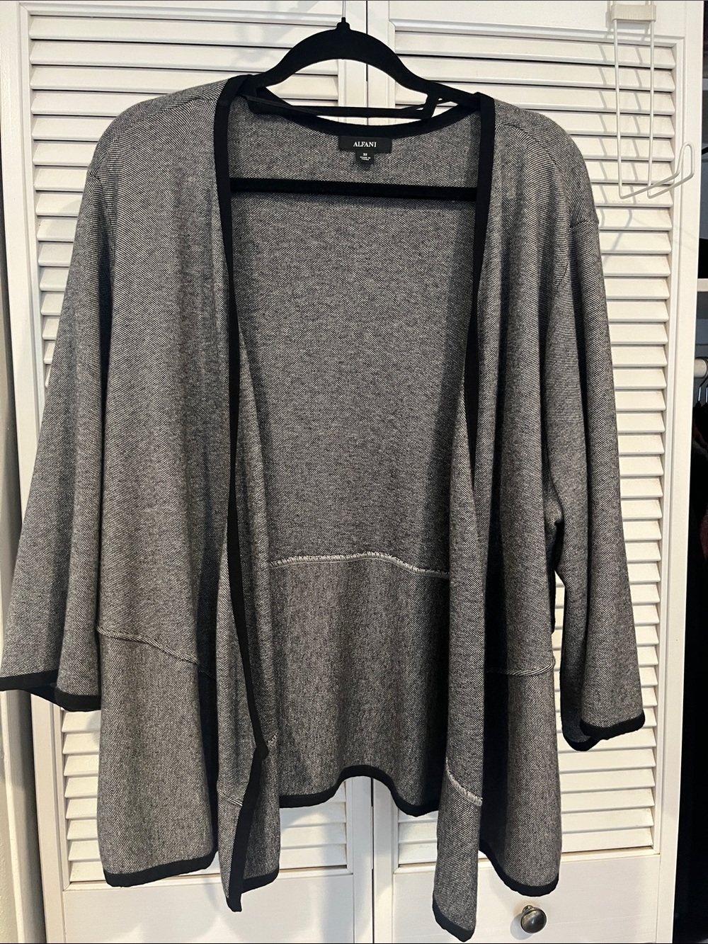 Alfani Gray Cardigan with Black Trim Open Front 3X EUC